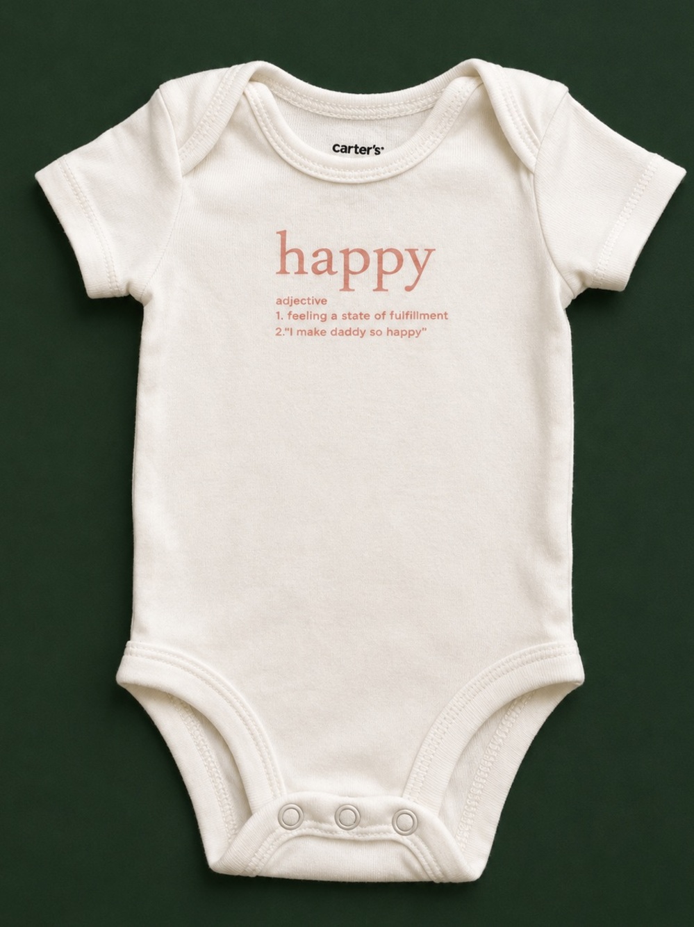 💕 3/10$ Carter's white one-piece with soft pink "happy" text